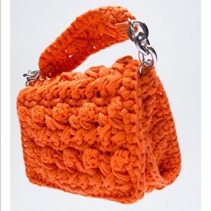 Zara orange woven crossbody bag NWOT